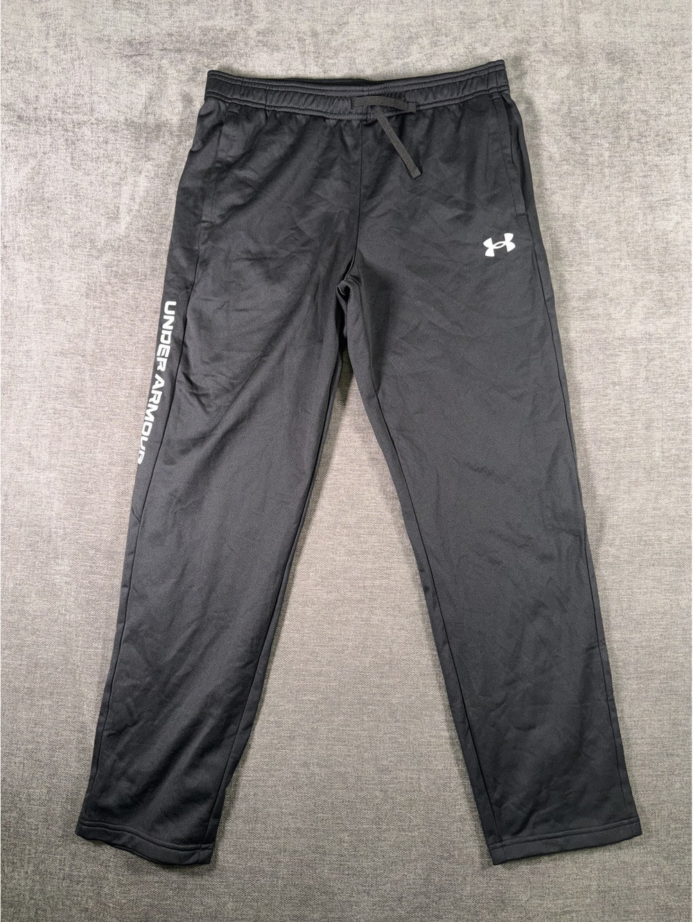 Under Armour Black Athletic Track Pants with Logo, Size Youth XL